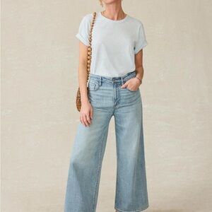 Faherty Saturday Denim Wide Leg Ankle - West Cove Wash - West Cove Wash / 27